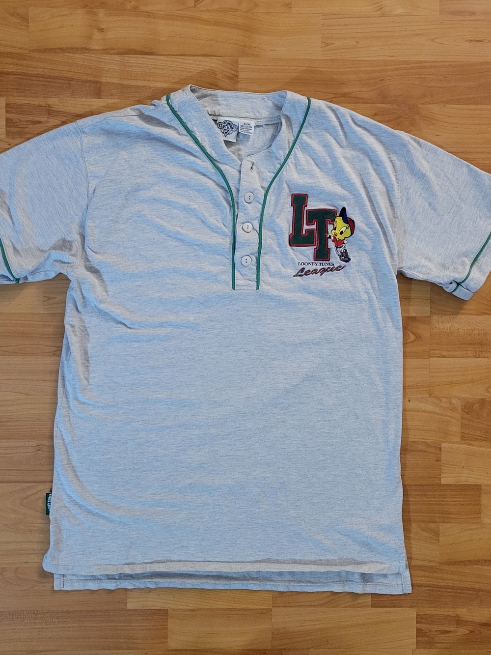 Vintage Looney Tunes League ACME Clothing  Gray Baseball Style Tee, Med/Large